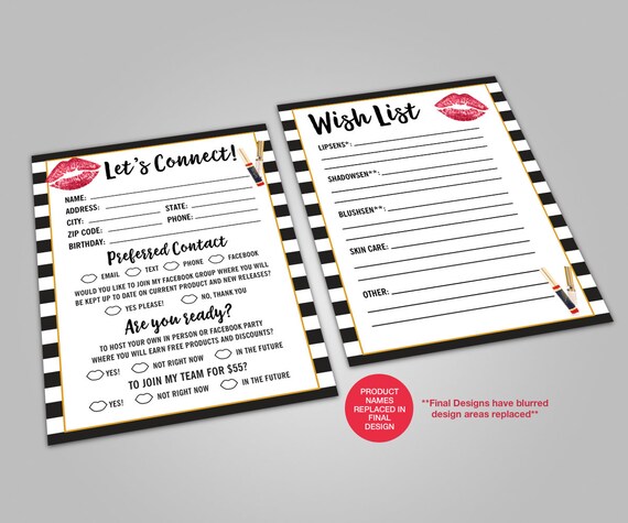 Lipsense Customer Contact Form, Lipsense Wish list, Connect Card, Double Sided, Digital Design, Printable