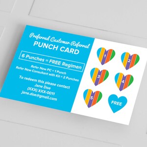 Rodan and Fields, Business Card,  PC Referral Punch Card,  Loyalty Card, RF, R and F, Digital