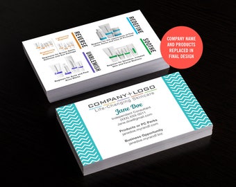 Rodan and Fields Visitenkarten / Teal / Chevron / Blockfarben / Produkte / Ordnung / Mini Gesichtsbehandlung / Anleitung / Digital / Druckbar