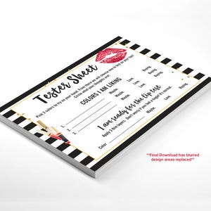 Lipsense Tester Card, A4 Sheet, Letter Size, PDF, Instant Download, Printable