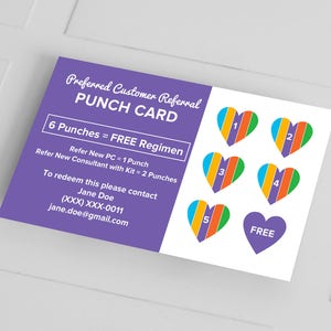 Rodan and Fields Business Cards, PC Referral Punch Card, Loyalty Card, RF, R and F, Digital