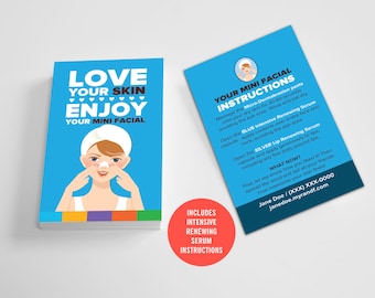 Rodan and Fields Mini Facial Cards  / Custom / Beautiful / Love Your Skin / Solid Colors / Instructions / Digital / DIY / Printable