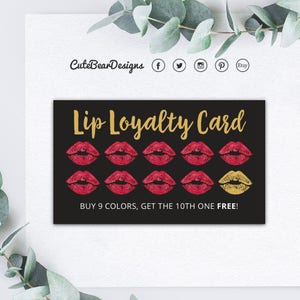 LipSense Business Cards, Lip Loyalty Cards, Reward Cards, Reward Card, Digital, Printable, Instant Download