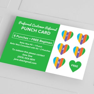 Tarjetas de visita de Rodan and Fields, tarjeta perforada de referencia de PC, tarjeta de lealtad, RF, R y F, digital