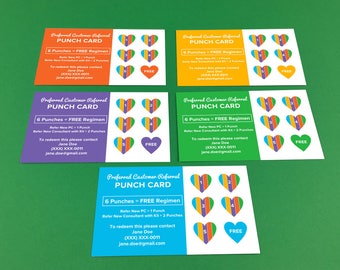 Rodan and Fields, Business Card,  PC Referral Punch Card,  Loyalty Card, RF, R and F, Digital