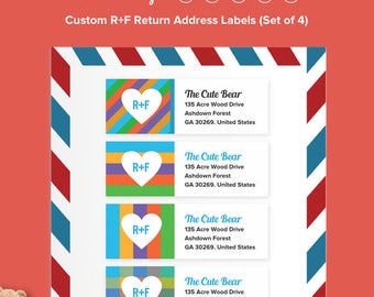 Custom Rodan and Fields / Big Striped Heart / Rodan and Fields Colors / Mailing Return Address Labels / Set of 4 / Digital / DIY / Printable