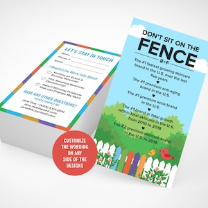 Rodan and Fields Follow Up Cards / Don&#39;t Sit on the fence  / Decide today / Business Cards / Custom / Digital / DIY / Printable