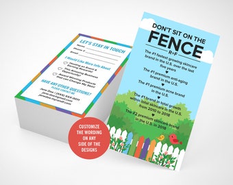 Rodan and Fields Follow Up Cards / Don't Sit on the fence  / Decide today / Business Cards / Custom / Digital / DIY / Printable