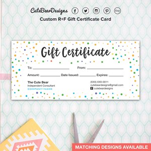 Rodan and Fields, Gift Certificate Cards, RF, Rodan + Fields, Dots, Digital, DIY, Printable