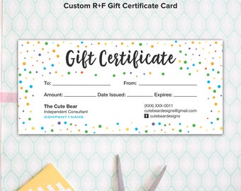 Rodan and Fields, Gift Certificate Cards, RF, Rodan + Fields, Dots, Digital, DIY, Printable