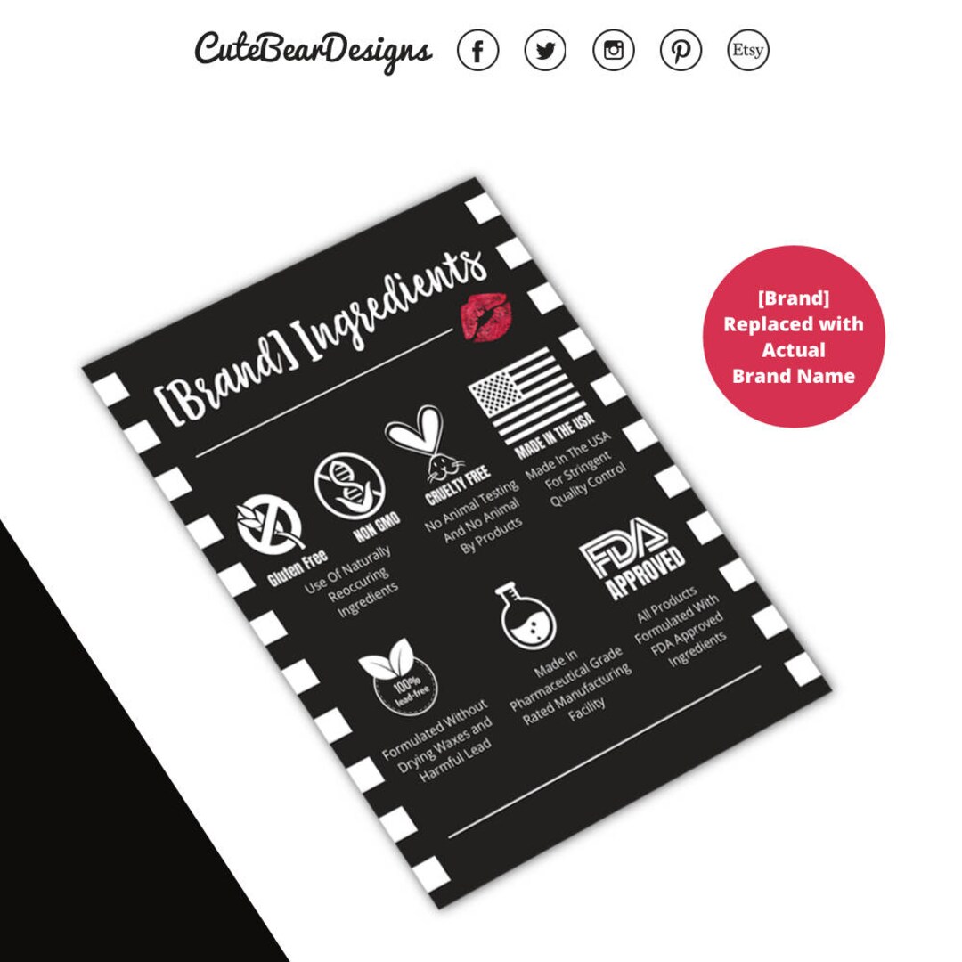 Lipsense Ingredients, Ingredients Card, Lipsense by Senegence, Digital