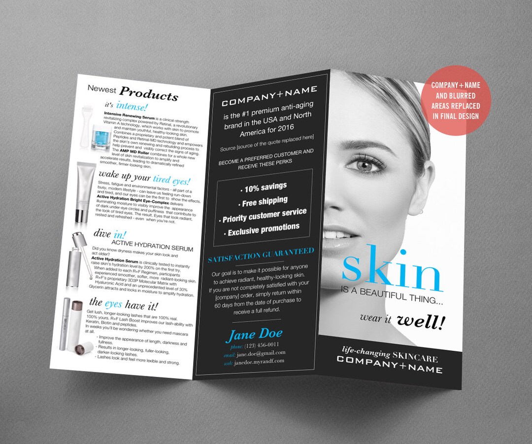 Rodan and Fields Brochure, Rodan Fields Brochures, Trifold, RF Product