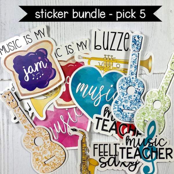 Elementary stickers, music stickers, Stickers for music teachers, glossy sticker, Teacher Appreciation, gift for teacher, Sticker bundle