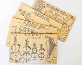 Orchestra instruments puzzle for music teachers, wooden puzzle, music puzzle, homeschool music, Families of the Orchestra