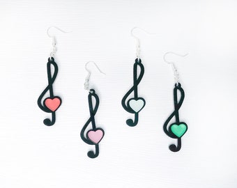 Treble clef earrings for music teachers, acrylic dangle earrings, unique jewelry, gifts for musician, music teacher earrings