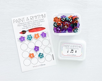 Paint a Rhythm music composing activity, elementary music lesson, hands-on music manipulatives, writing center for elementary music