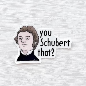 Funny Schubert composer sticker for music teacher, glossy sticker, vinyl sticker, Teacher Appreciation, gift for music teacher