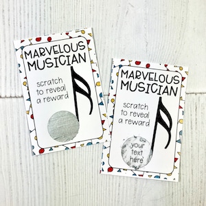 Custom scratch off cards for teachers, Music classroom scratch off cards, classroom incentive, classroom reward, marvelous musician, custom