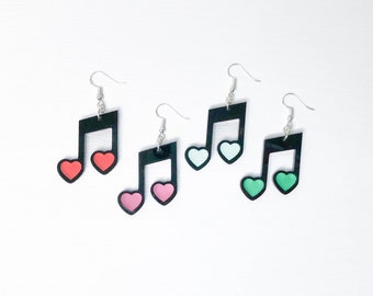 Music notes earrings for music teachers, acrylic dangle earrings, unique jewelry, gifts for musician, music teacher earrings