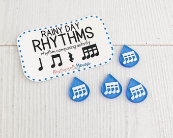 Music education product for music teachers, music game, rhythm composition activity, Rainy Day Rhythms sixteenth note add-on