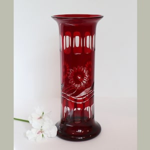 Rare Kralik Ruby Cut Glass Vase