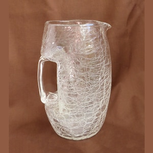 Antique Bohemian Crackle Glass Pitcher