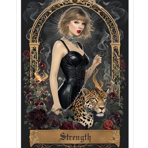 Empowering Kiss-Cut Stickers - Strength Tarot Design, Unique Laptop Decor, Gift for Art and Music Lovers