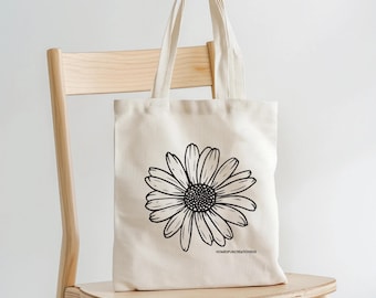 Daisy Tote Bag, Gift For Mom, Tote Bag For Women, teacher Appreciation, Floral Art Tote Bag, Floral Tote Bag, Flower Tote Bag, Reusable Bag