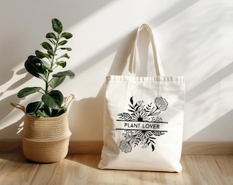 Cotton Canvas Tote Bag, Garden Tote Bag, Market Tote, Flower Tote, Screen Printed Cotton Reusable Bag, Garden Tote