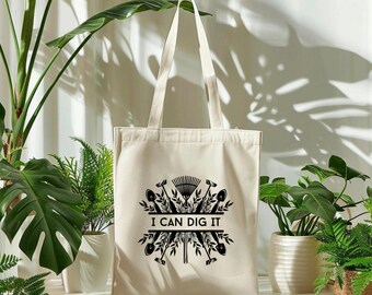 Cotton Canvas Tote Bag, Garden Tote Bag, Market Tote, Garden Tools Tote, Screen Printed Cotton Reusable Bag, Garden Bag