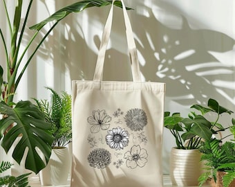 Daisy Tote Bag, Gift For Mom, Tote Bag For Women, teacher Appreciation, Floral Art Tote Bag, Floral Tote Bag, Flower Tote Bag, Reusable Bag