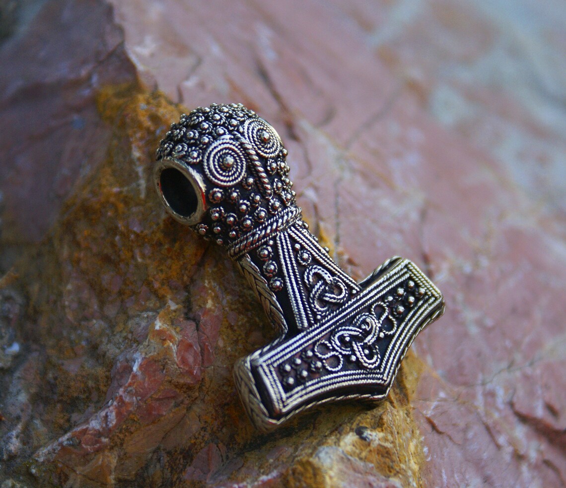 Ciondolo Mjolnir Acciaio Collana Martello Di Thor Vichingo - Ciondolo Mjolnir In Acciaio Inox 50-70 Cm Crocifisso Collana Uomo - Foto 2