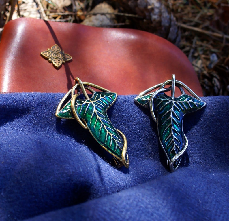 Elven green Leaf BIG brooch. A gift from the elves. Wedding Etsy