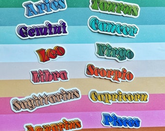 Dierenriemstickers | Waterdicht vinyl | Ram Stier Tweelingen Kreeft Leeuw Maagd Weegschaal Schorpioen Boogschutter Steenbok Waterman Vissen | Laptopsticker