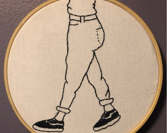 Old Skool Walking handmade embroidery