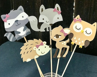 Woodland/ Forest animal centerpieces, forest animal birthday, woodland birthday, fox cupcake, deer cupcake