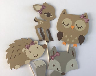 Forest animals, woodland theme cupcake toppers, forest animal birthday, woodland birthday, fox cupcake, deer cupcake