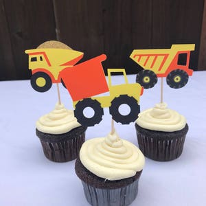 Construction cupcake toppers, truck party, construction birthday, dump truck party, construction party
