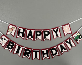 Barnyard/farm animal birthday banner, barnyard birthday, barnyard party, cow party, cow birthday, farm birthday, tractor birthday