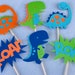 Dinosaur cupcake toppers, blue dino party, dinosaur birthday, roar, orange dino, green dino, dinosaur baby shower, lime green dino party 
