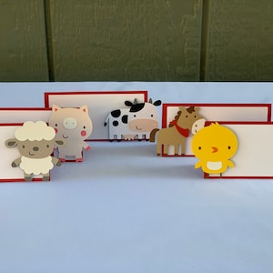 Farm Animal Food Tents: Barnyard Birthday Party Place Cards