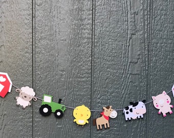 Farm animal garland, Farm party, barnyard party, pig, horse party, tractor birthday, farm birthday, first birthday, barnyard birthday, cow