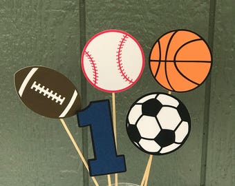 Sports Theme Centerpiece: Baseball, Basketball, Football, Soccer