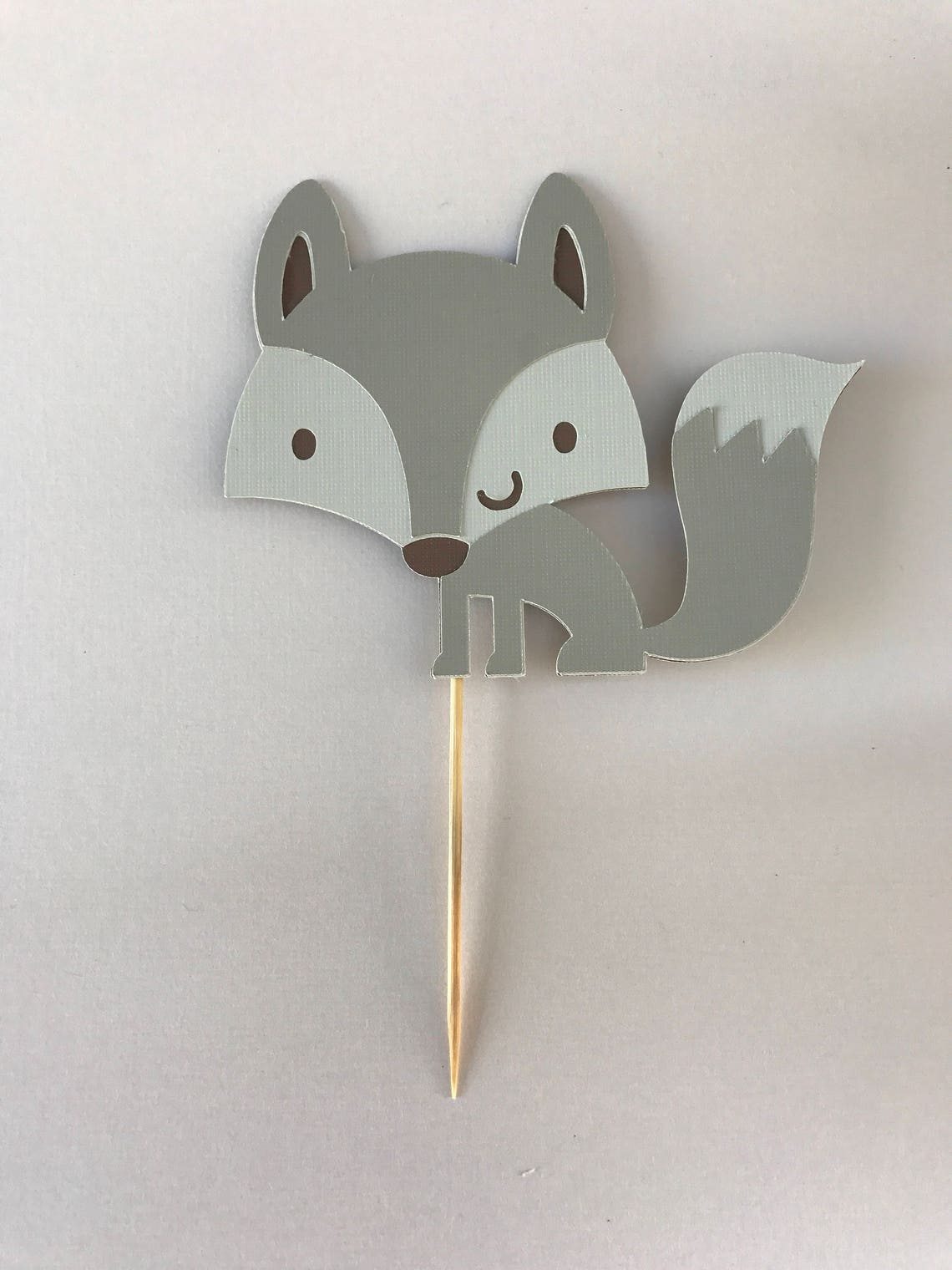 Fox Cupcake Topper Woodland Theme Gray Fox Cupcake Pink Fox Etsy