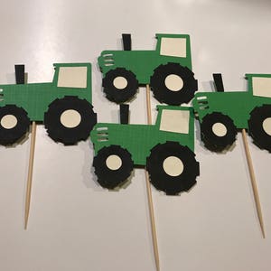 Tractor Cupcake Toppers: Farm Birthday Party Decorations