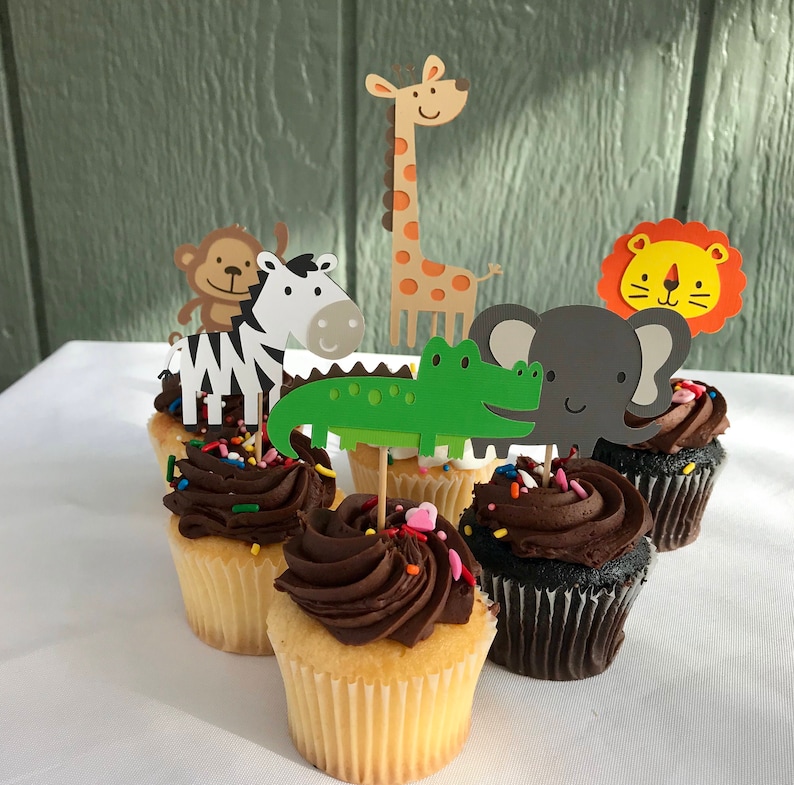 Zoo/jungle/safari Animal Cupcake Toppers Zoo Party Zoo Etsy