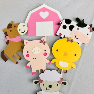 Girl Farm Animal cupcake toppers, cow cupcake, pink farm animal, pink barnyard cupcake, girl barnyard party, girl farm party