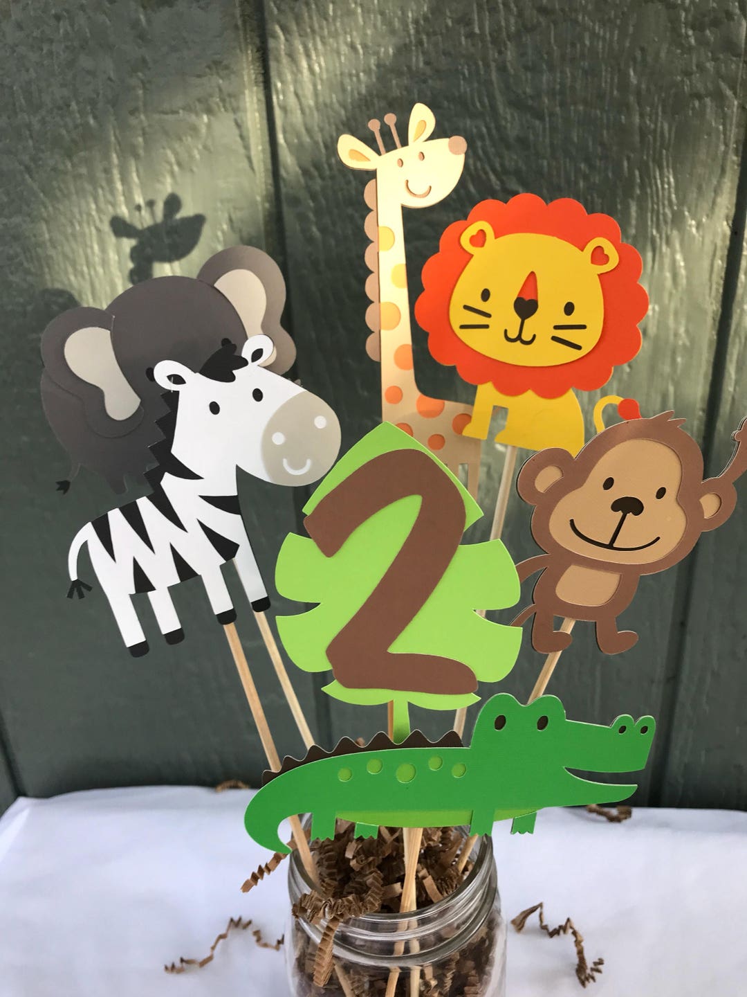 Safari Forest Animal Niños Decoración de cumpleaños Segundo