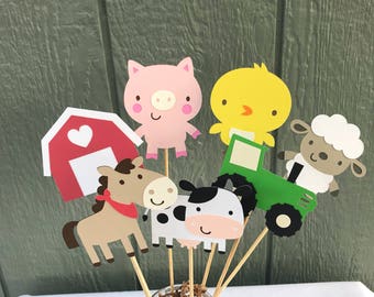 Barnyard/Farm animal centerpieces, barnyard party, farm party, cow party, pig party, barnyard birthday, tractor party, farm birthday,