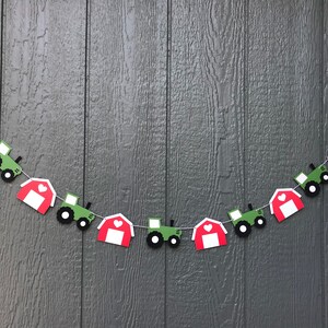 Tractor and Barn Garland: Farm Birthday Party Decor